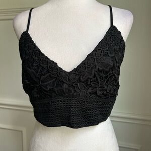 Aeropostale Black Boho Indie Knit Crochet Tank Top, Size XL